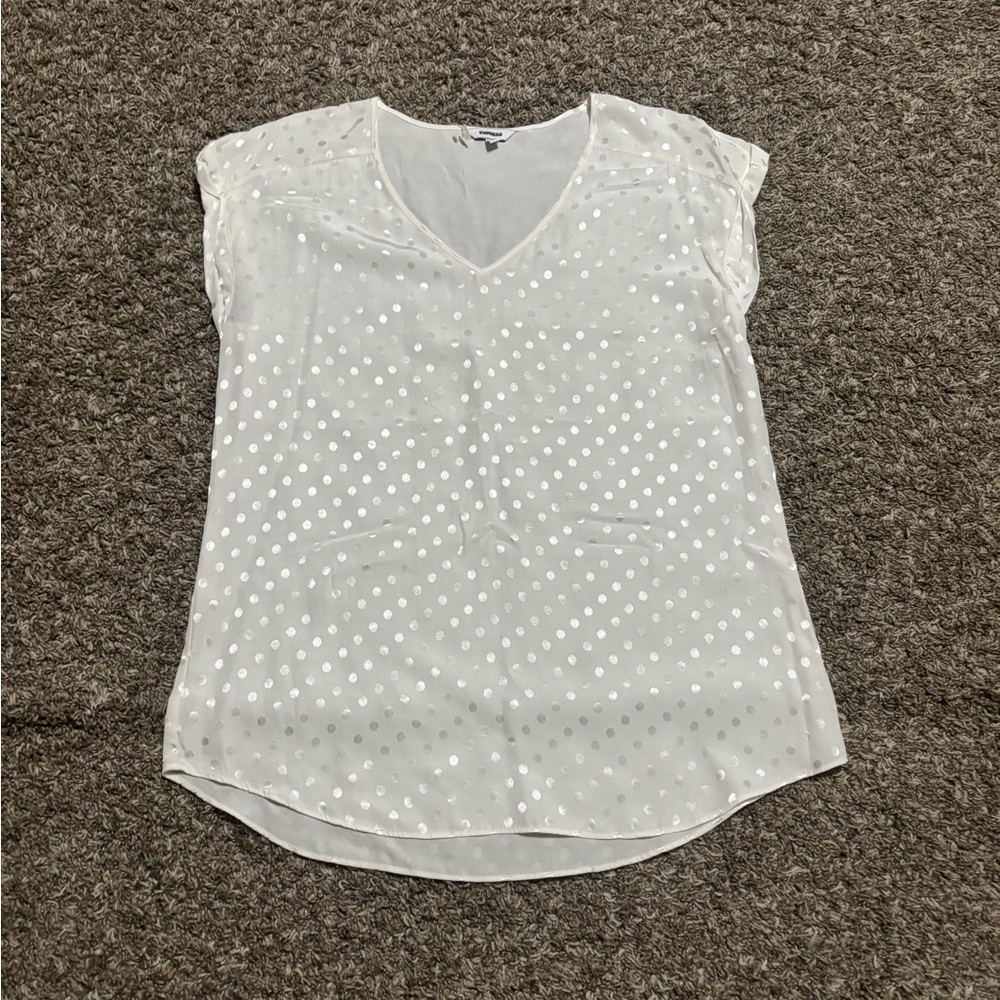Express White Polka Dot Blouse - Picture 3 of 7